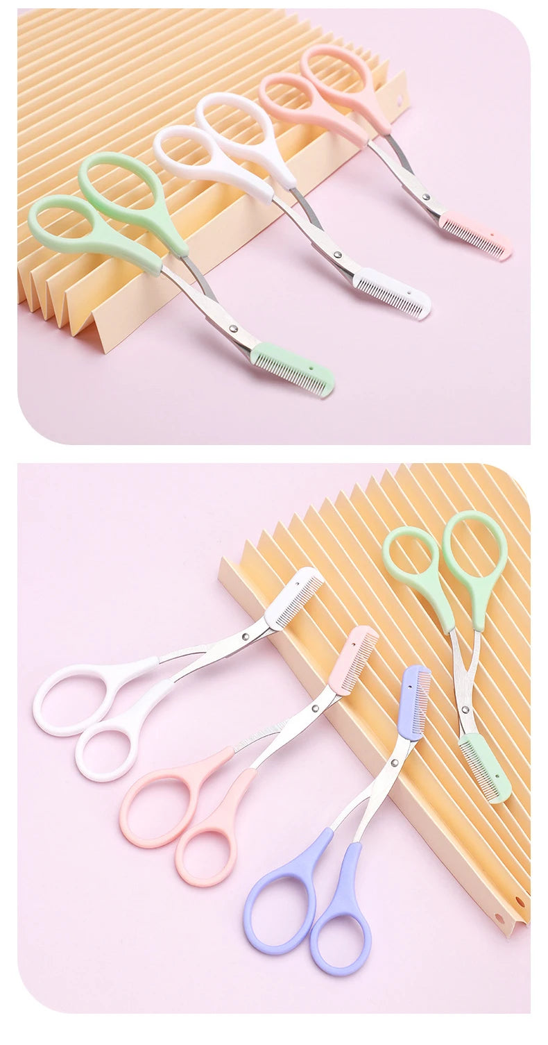 Ciseaux à sourcils inox avec peigne, outils d'épilation beauté .