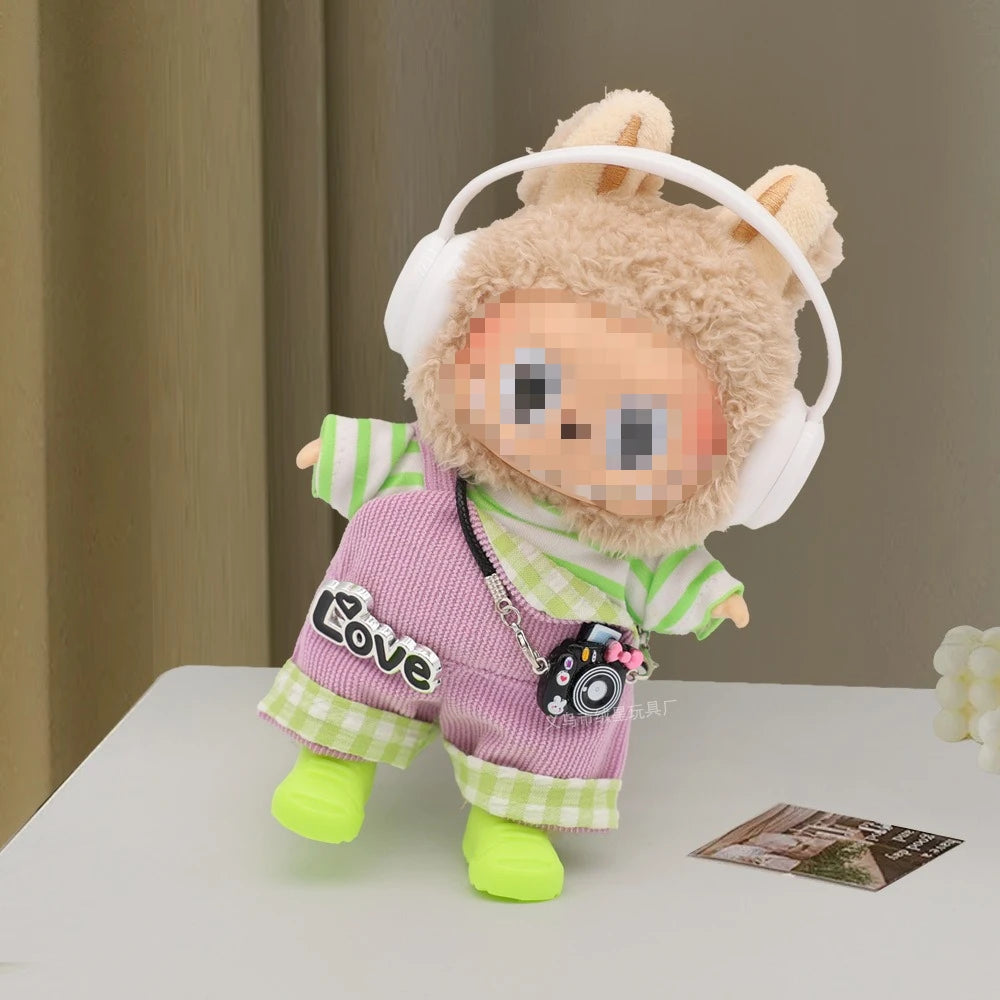 Tenue Poupée 10cm – Salopette Denim + Chemise, Ensemble Mignon