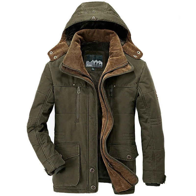 Manteau Hiver Homme 7XL Cargo, Multi-Poches, Doudoune Longue, Capuche, Chaud .