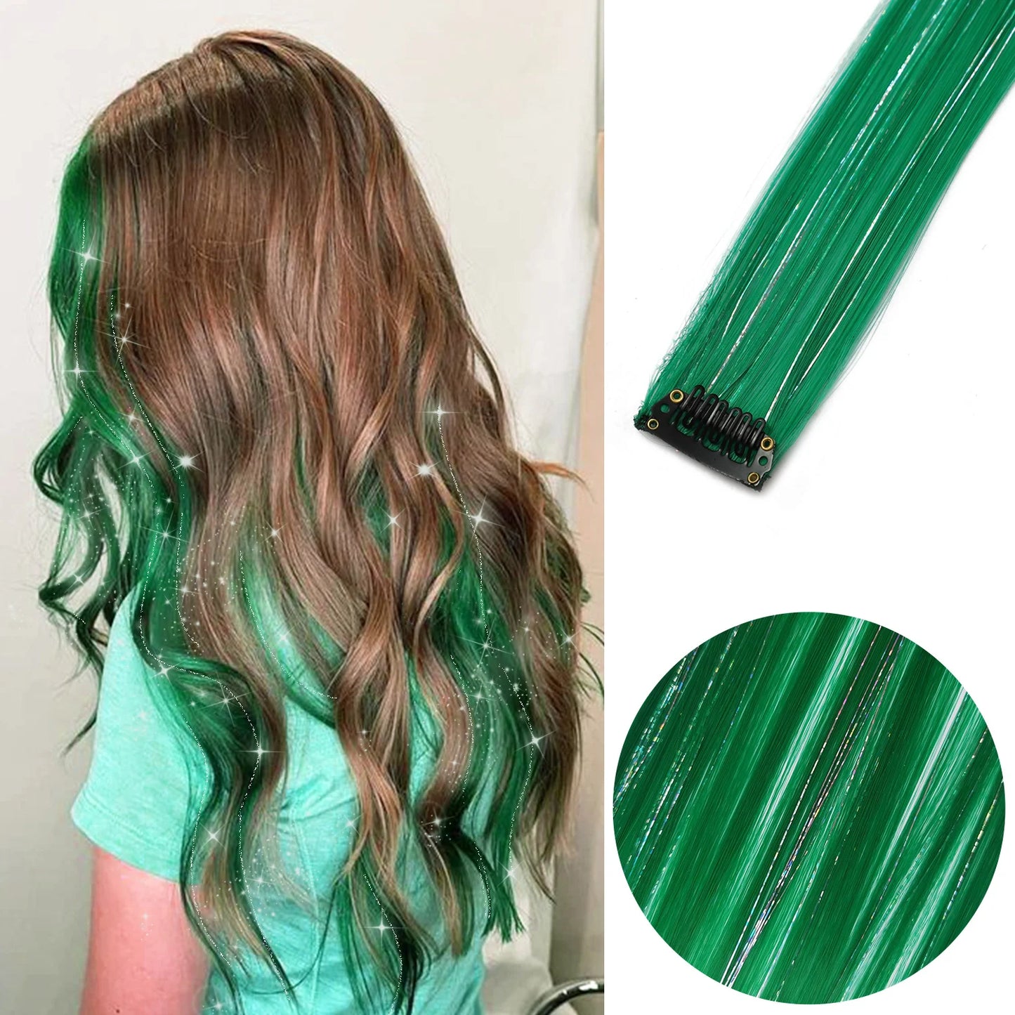 Extensions capillaires synthétiques à reflets colorés pour filles, postiches lisses multicolores de 22 pouces, 6 pièces/paquet
