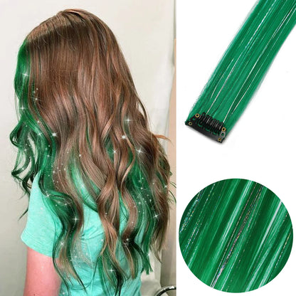Extensions capillaires synthétiques à reflets colorés pour filles, postiches lisses multicolores de 22 pouces, 6 pièces/paquet