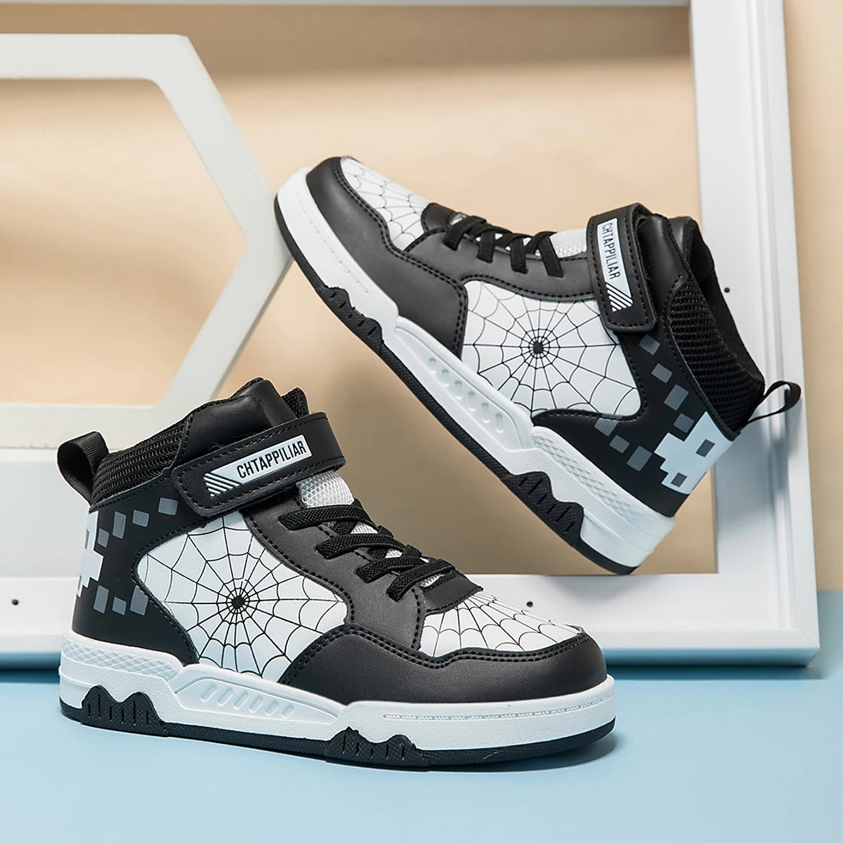 Baskets Montantes Enfant Cuir PU Tendance – Chaussures Sport décontractées Garçons Filles