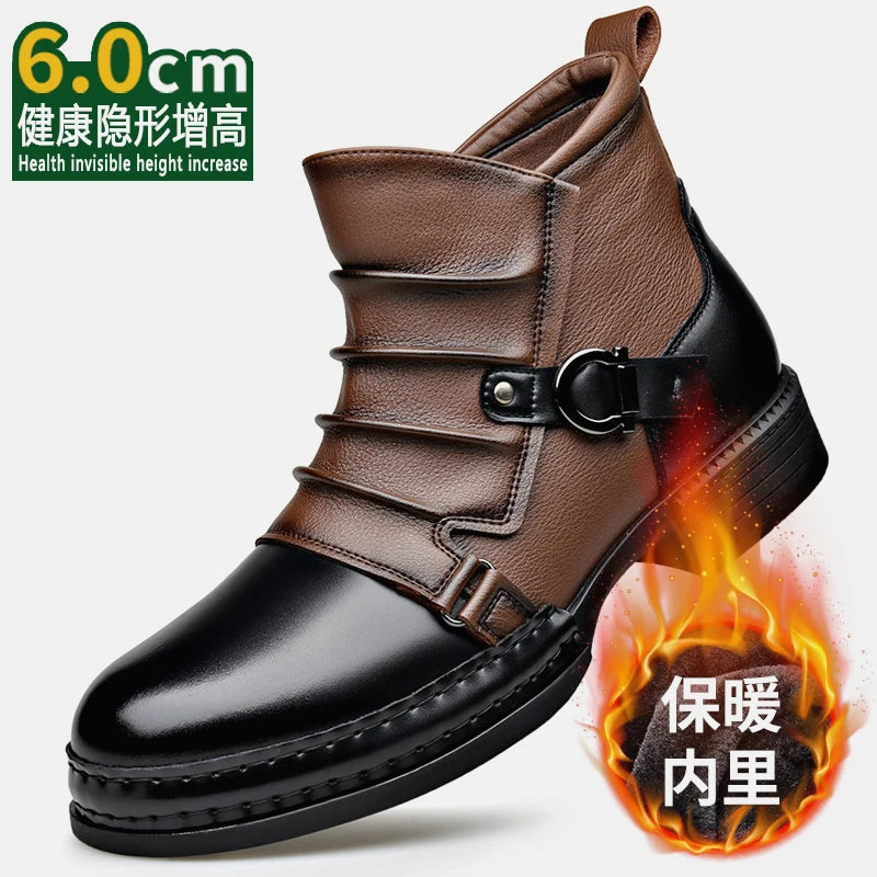 StephanBoots - Bottes basses rétro homme cuir peluche hiver