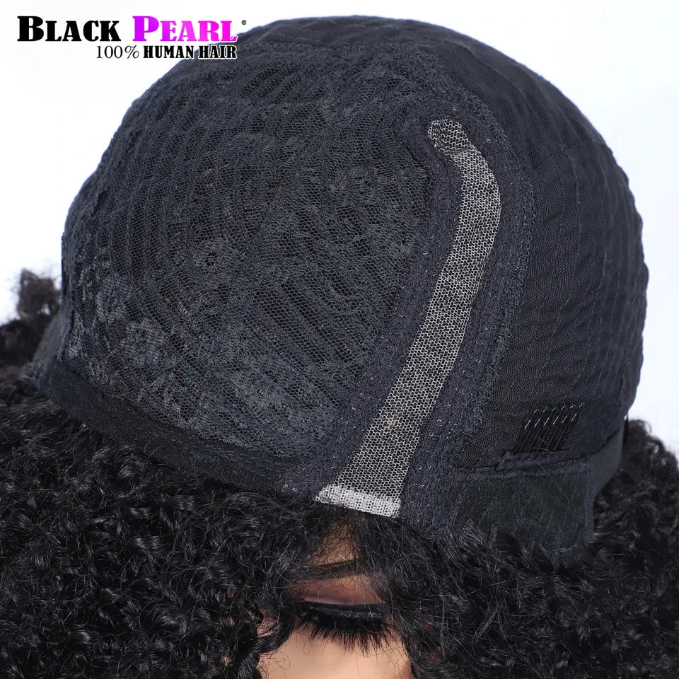 Perruque bouclée crépue femme – Cheveux humains, pré-épilée, dentelle HD, 180%, sans colle