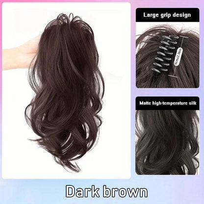 Queue de cheval synthétique OLA bouclée courte à pince noire .