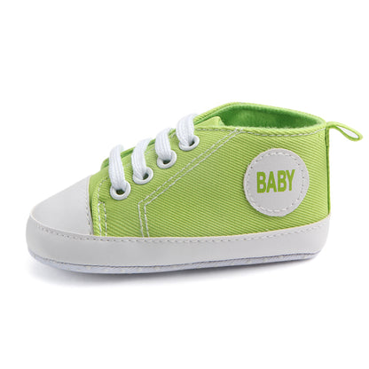 Chaussures bébé fille 0‑18M – baskets montantes en toile, antidérapantes, premiers pas
