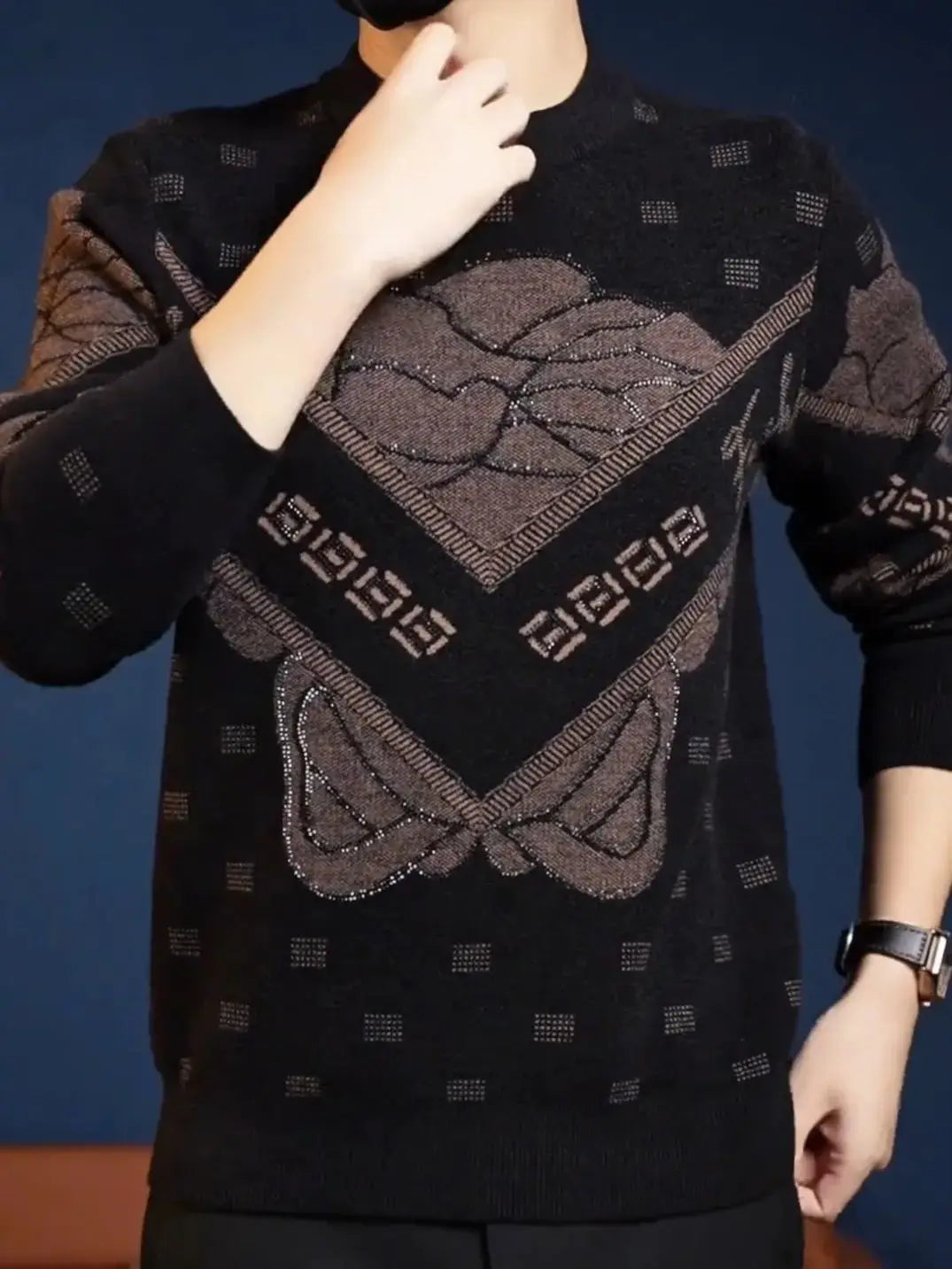 Vêtement homme automne-hiver, pull velours haut de gamme