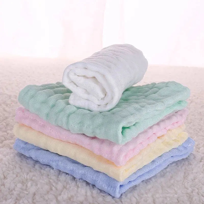 Serviette de bain bébé 5 pièces – 100% coton mousseline – Gant de toilette, lingette visage, mouchoir doux mains – 6 couches de gaze, lavable, confortable nouveau-né