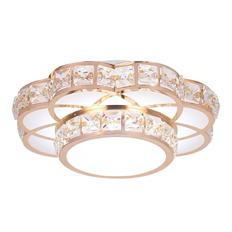 Plafonnier LED Fleur en Cristal Or – Allée, Escalier, Cuisine .