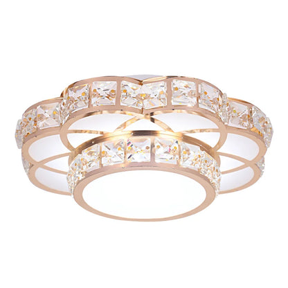 Plafonnier LED Fleur en Cristal Or – Allée, Escalier, Cuisine .