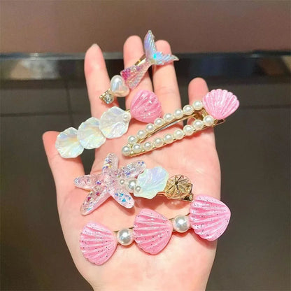 Pinces à Cheveux Bébé Fille – Ensemble 5 Pièces Sirène et Coquillage, Accessoires Mignons
