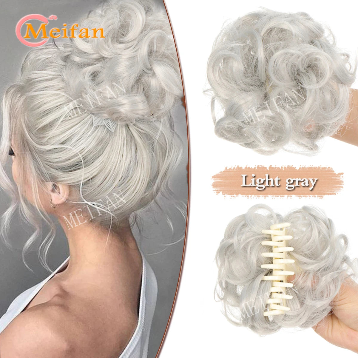 synthetic wavy bun with claw clip,