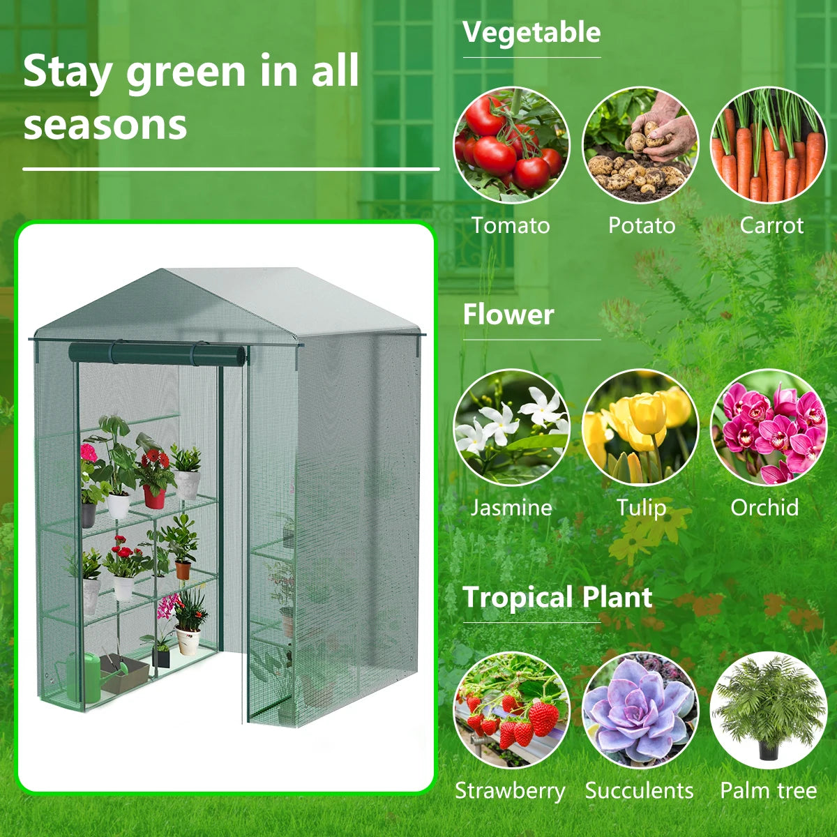 Serre extérieure coupe-vent et froid, housse de protection imperméable pour plantes et jardin, idéale fleurs et légumes
