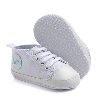 Chaussures bébé fille 0‑18M – baskets montantes en toile, antidérapantes, premiers pas