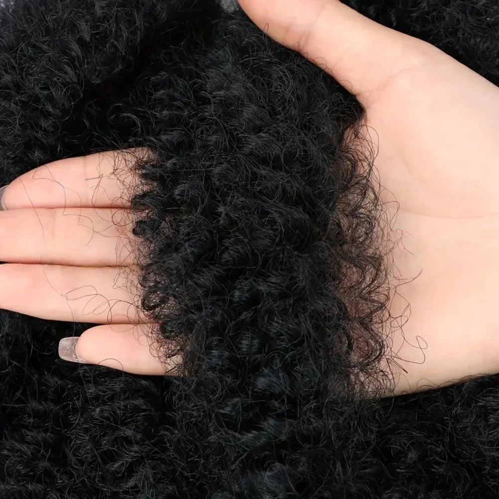 Queue de cheval synthétique afro bouclée courte à cordon .