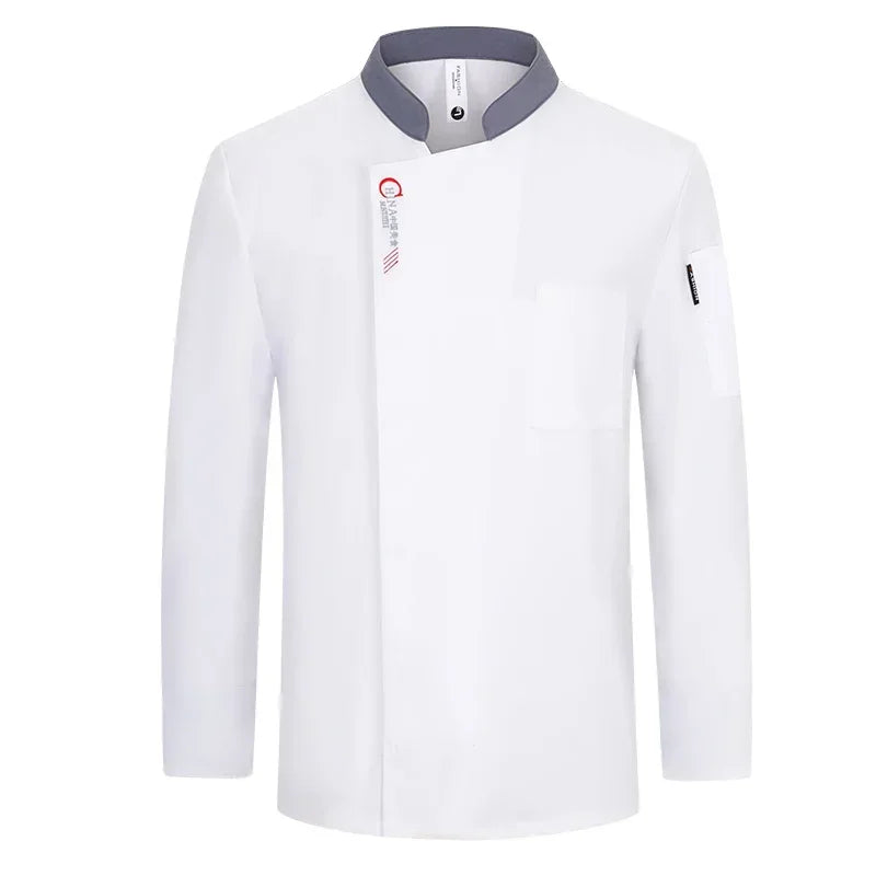 Uniforme Chef Hôtel Homme – Veste de Chef, Tablier à Manches Longues, Manteau de Cuisinier Restaurant, T-shirt Tenue Professionnelle, Uniforme Serveur, Vêtement de Travail
