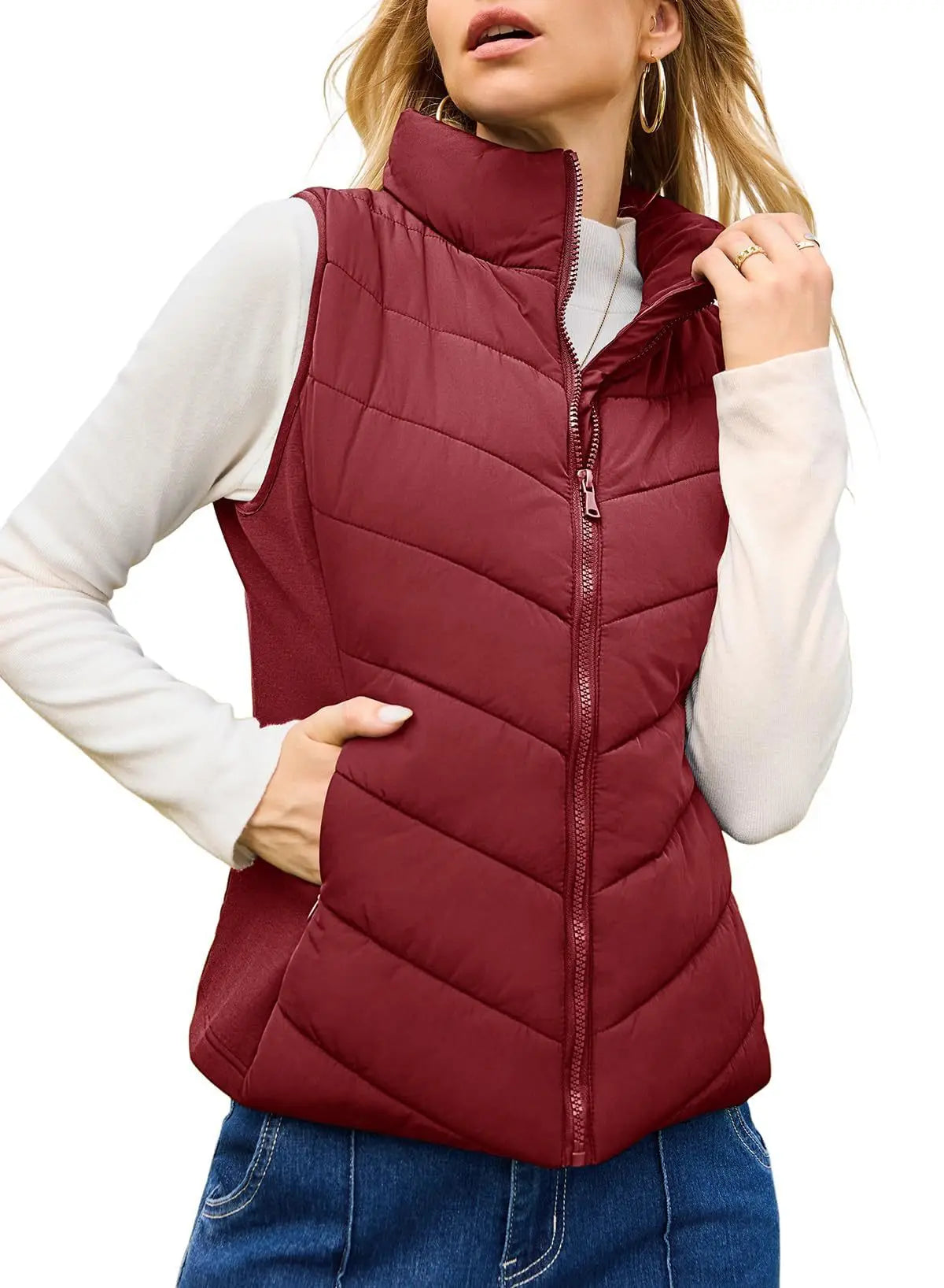 Cardigan Zippé Femme – Gilet Automne Décontracté, Col Montant & Poches, Mode Tendance
