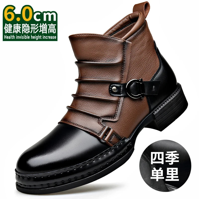 StephanBoots - Bottes basses rétro homme cuir peluche hiver