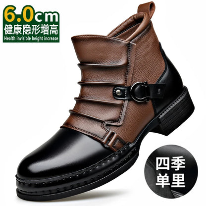 StephanBoots - Bottes basses rétro homme cuir peluche hiver