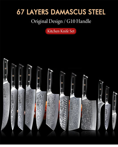 Couteau de cuisine professionnel F.YOUNG – acier Damas, chef japonais & sashimi