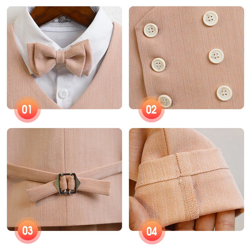 Ensemble cérémonie garçon, robe et noeud papillon ;