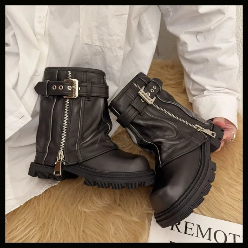 Bottes courtoisie fille﻿– style rétro chevalier, fermeture éclair