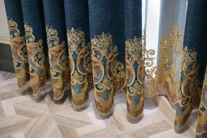 Rideau Brodé Luxe – Chenille, Style Européen, Avec Cantonnière .