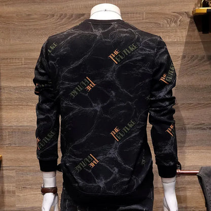 Sweat-shirt Homme Col Rond – Style Coréen Tendance , Slim, Imprimé, Look Jeune, Veste Automne