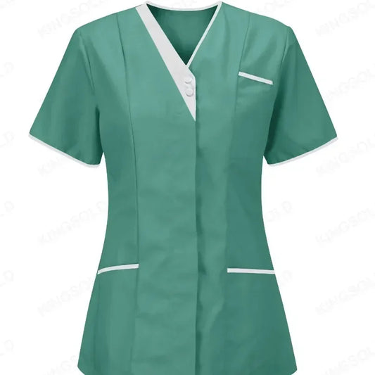 Vêtements médicaux unis – blouse manches courtes col V, uniforme infirmière et médecin .