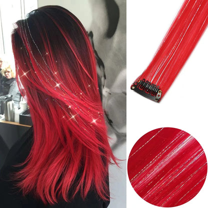 Extensions capillaires synthétiques à reflets colorés pour filles, postiches lisses multicolores de 22 pouces, 6 pièces/paquet