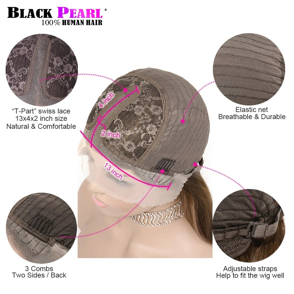 Perruque Bob violette pré-plumée – Dentelle en T, 100% cheveux humains, perruque brésilienne droite, avant en dentelle