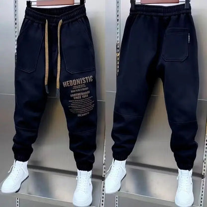 Pantalon taille haute homme à lacets, poche, imprimé, style décontracté printemps-automne