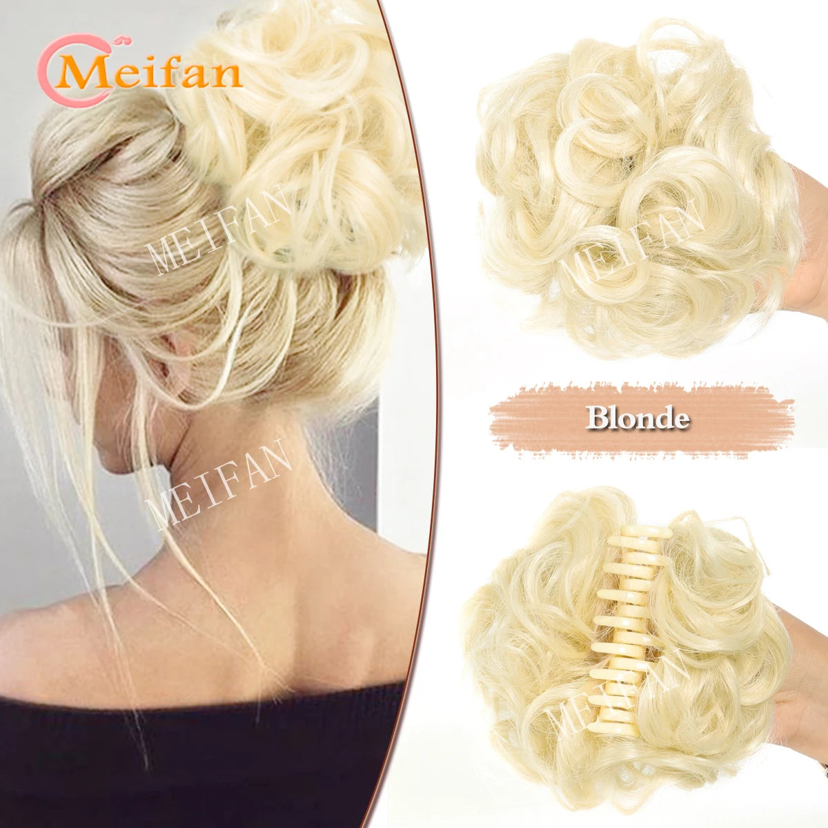 synthetic wavy bun with claw clip,