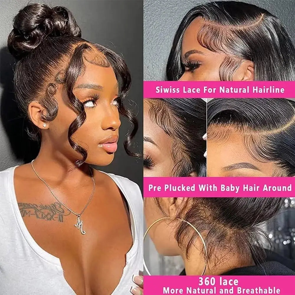 Perruque 360 Lace Body Wave Cheveux Humains Sans Colle