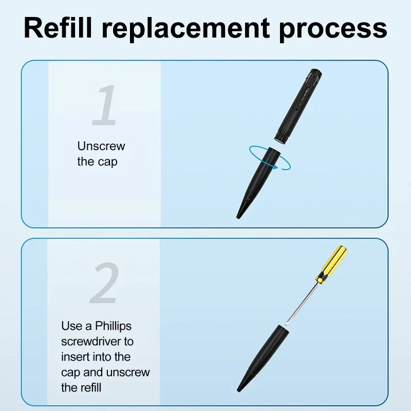 Stylo enregistreur vocal 128 Go portable USB, lecture MP3, pour conférences et cours, avec 5 recharges.