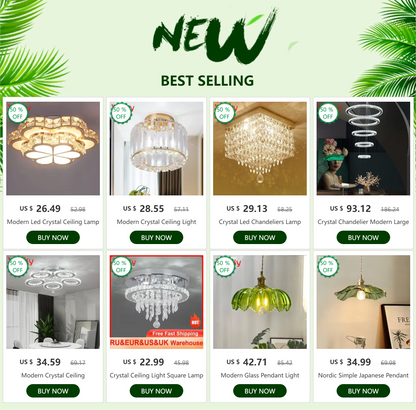 Plafonnier LED Fleur en Cristal Or – Allée, Escalier, Cuisine .