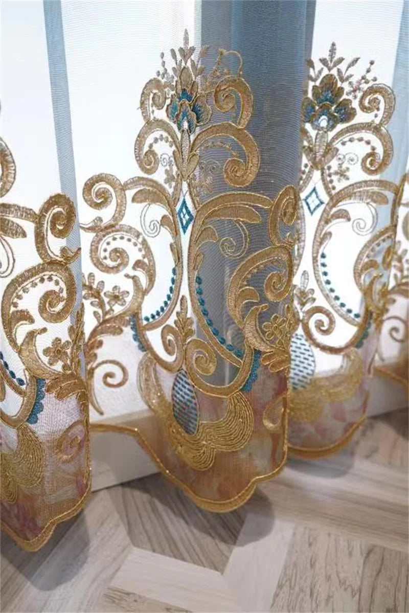 Rideau Brodé Luxe – Chenille, Style Européen, Avec Cantonnière .