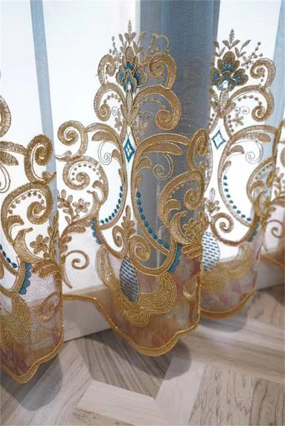 Rideau Brodé Luxe – Chenille, Style Européen, Avec Cantonnière .