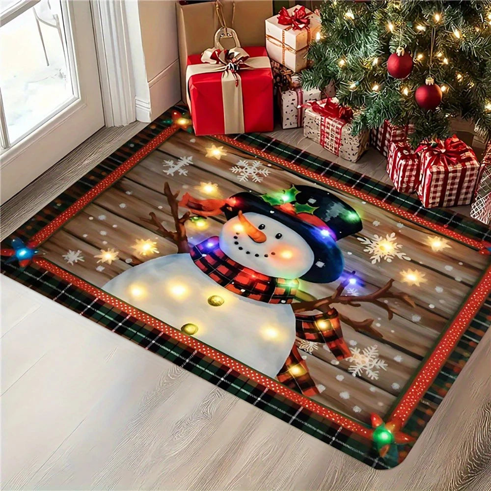 Tapis de porte éclairé bonhomme de neige Noël﻿– intérieur extérieur, hiver, vacances