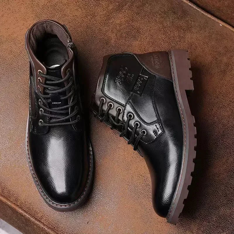 Bottines Cheville Homme Fait Main, Vintage Marron, Usage Travail & Extérieur .