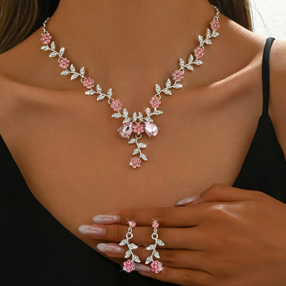 YIKOOLIN Ensemble Bijoux Femme – 3 Pièces Fleur Goutte d’Eau, Collier & Boucles, Style Élégant