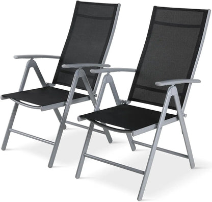 Lot de 2 chaises de jardin pliantes, dossier 7 positions, charge 150 kg .
