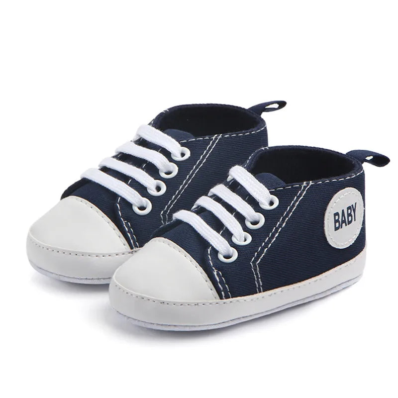 Chaussures bébé fille 0‑18M – baskets montantes en toile, antidérapantes, premiers pas
