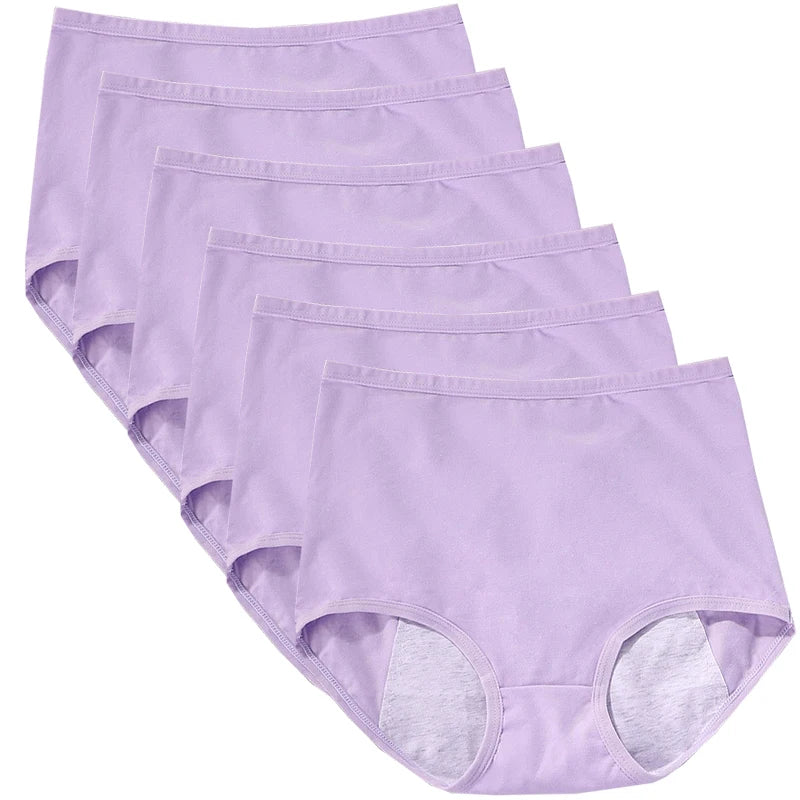 Lot 6 pièces culottes menstruelles taille haute – Sous-vêtements anti-fuite en coton