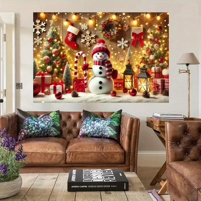 Bannière de Noël Flocon de Neige – Décor Mural Polyester