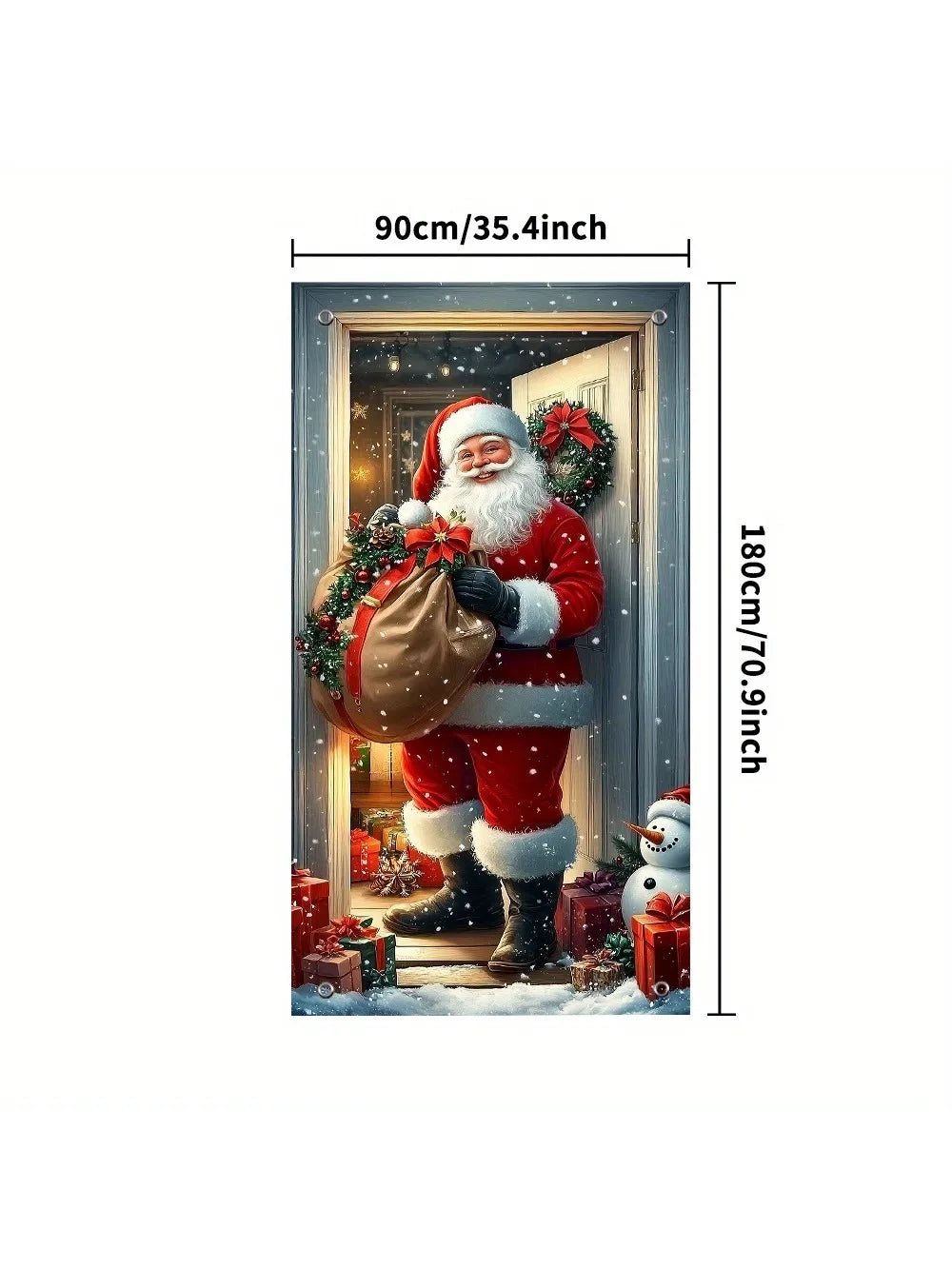Décoration de Porte Noël – Housse Père Noël et Snowman