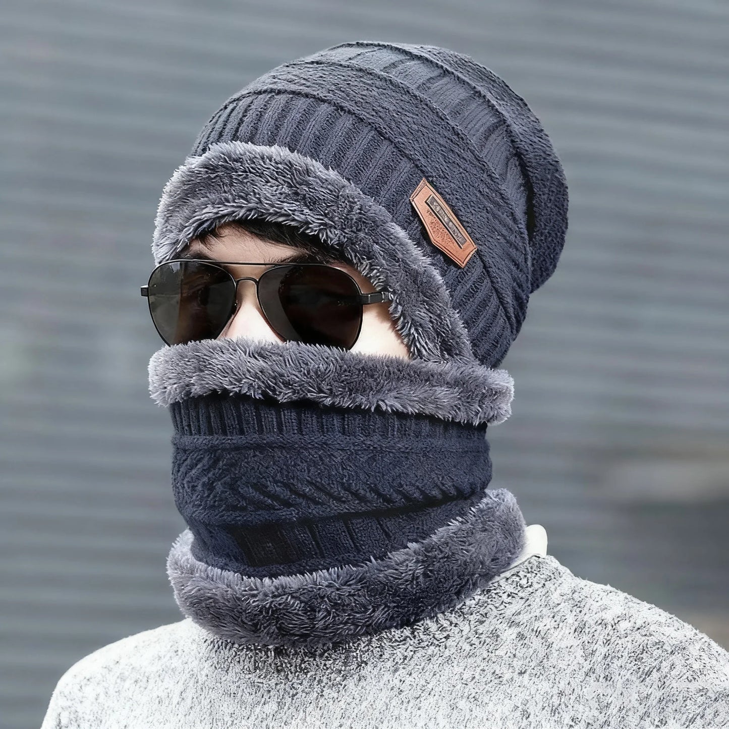 Ensemble Epaissi Doublure Épaule Épauler  pour Hommes et Femmes – Kit Deux Pièces avec Chapeau Chaud et Echarpe confortable