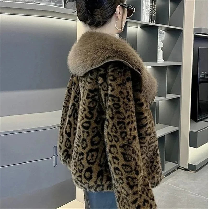 Manteau Femme – Fausse Fourrure Léopard Court Double Face