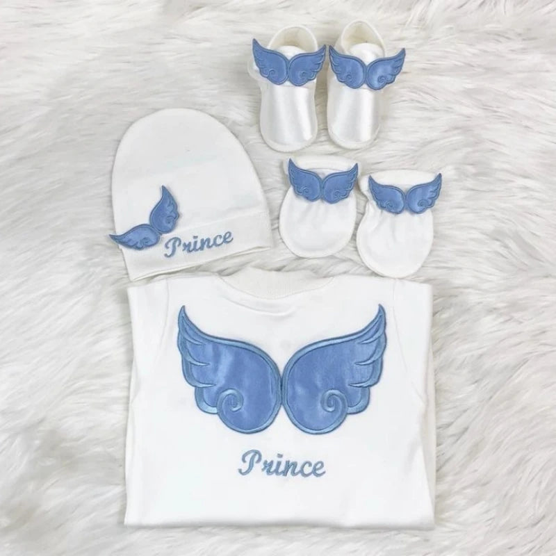 Barboteuse Bébé Jetable avec Nom, Ailes d'Ange, Sortie de Maternité .