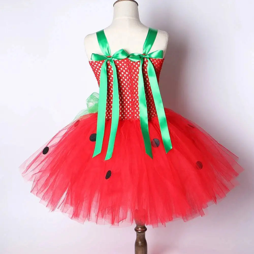 Robe tutu fraise enfant – Costume princesse fille, anniversaire, Halloween, Noël